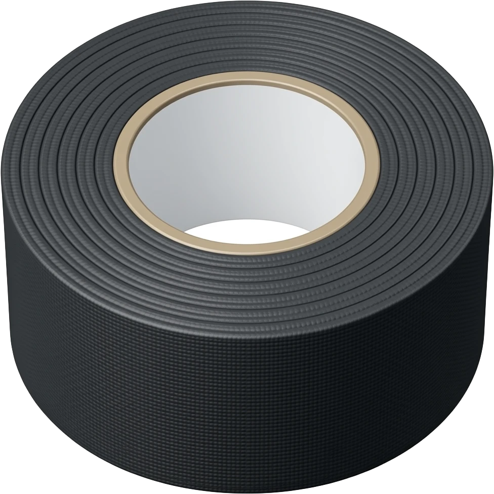Gaffer tape — deep black, rich matte cloth texture, subtle ruggedness emoji