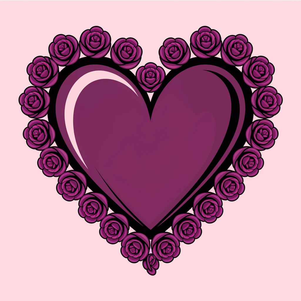 gothic heart with a dark rose garland emoji