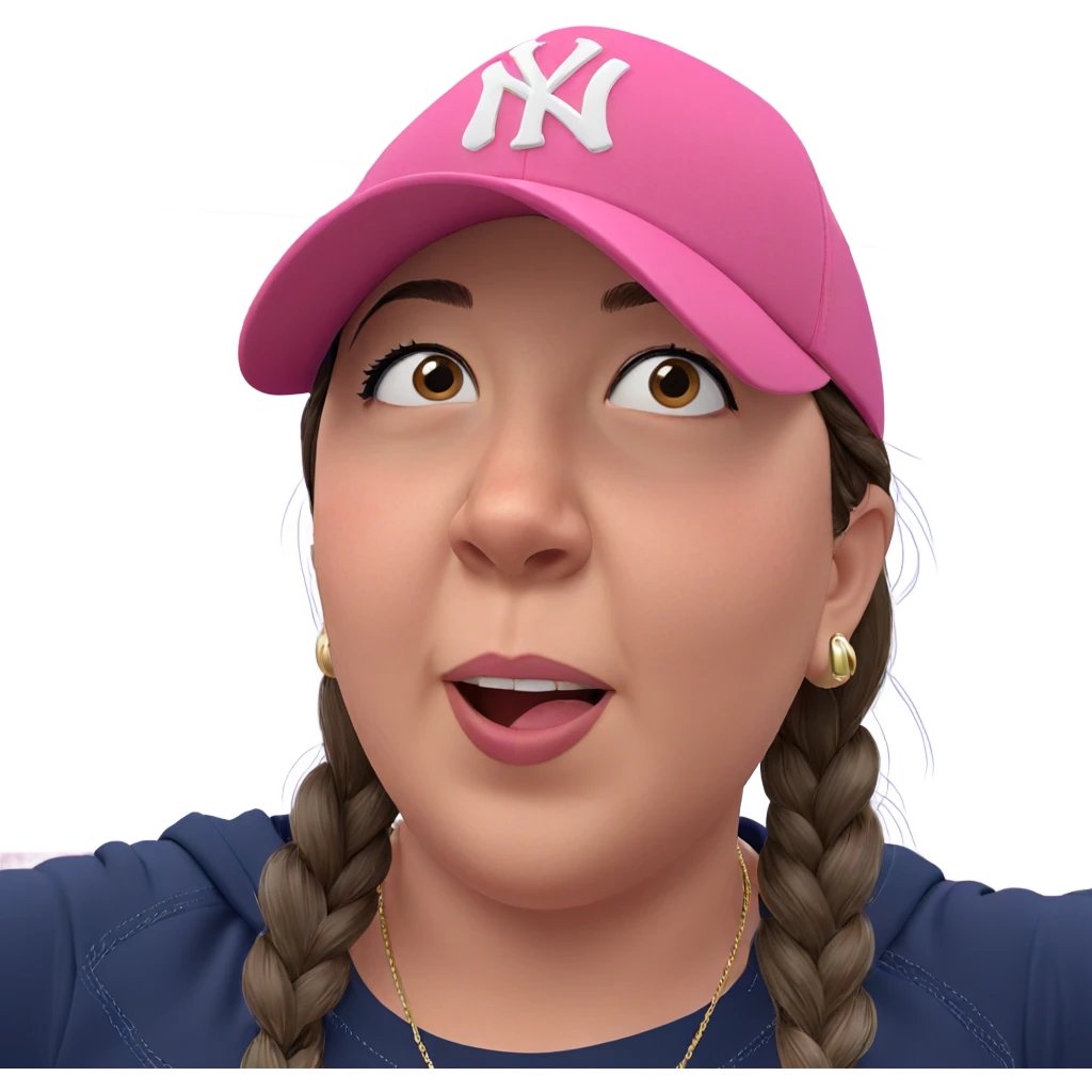 girl in pink baseball cap emoji