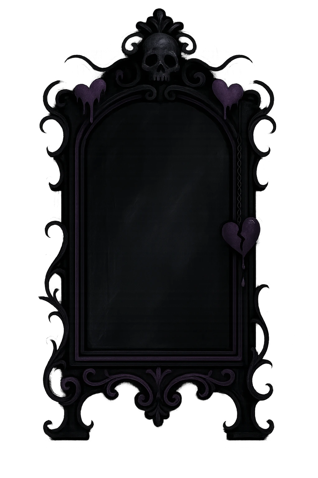 emo-style mirror, black and purple, moody, no background emoji