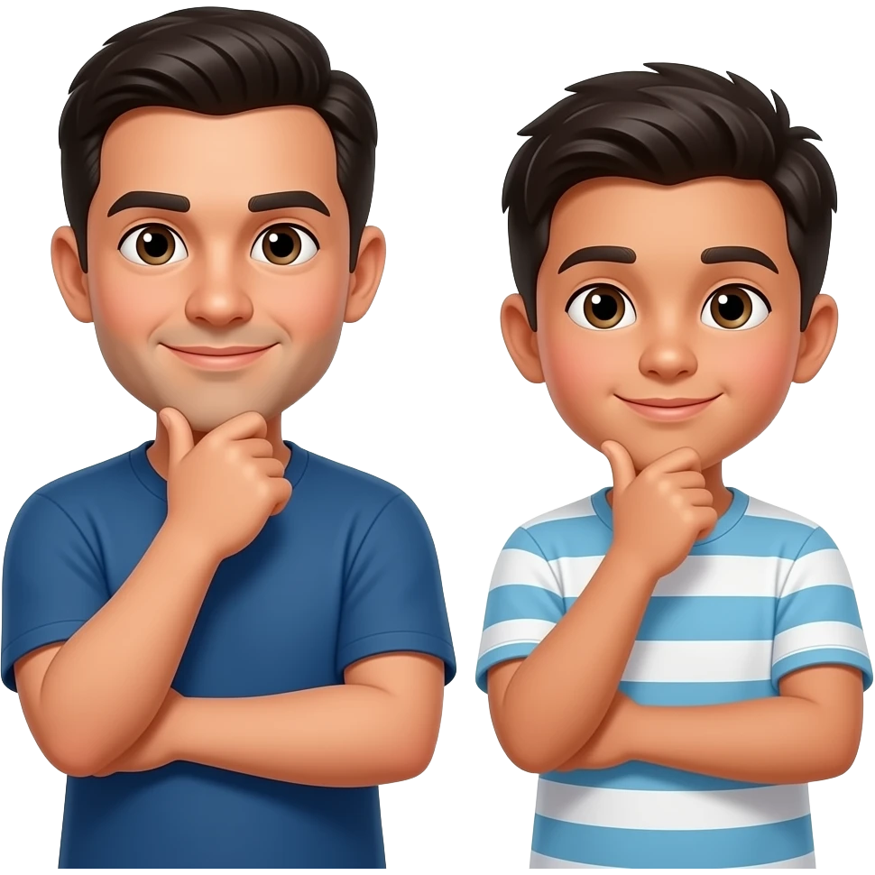 latin young dad and brother thinking emoji