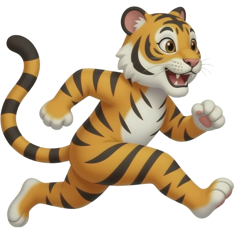 Cartoon tigeress running emoji