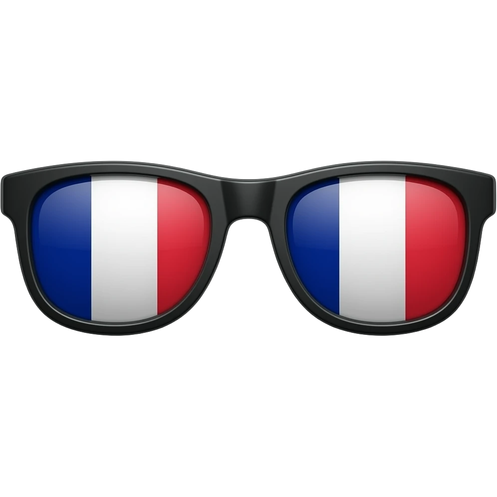 sunglasses with whose lenses are like french national flag color pallete emoji
