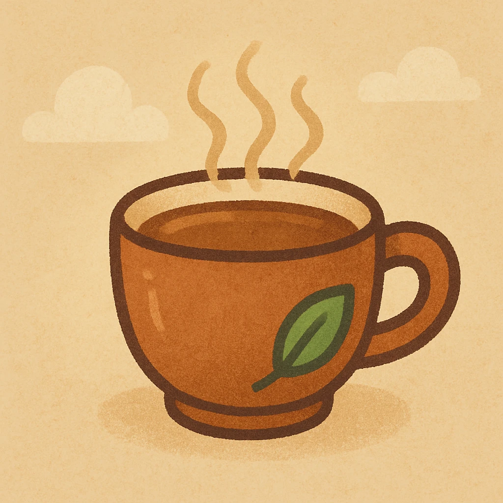 a cozy cup of coffee with steam in warm flat colors emoji