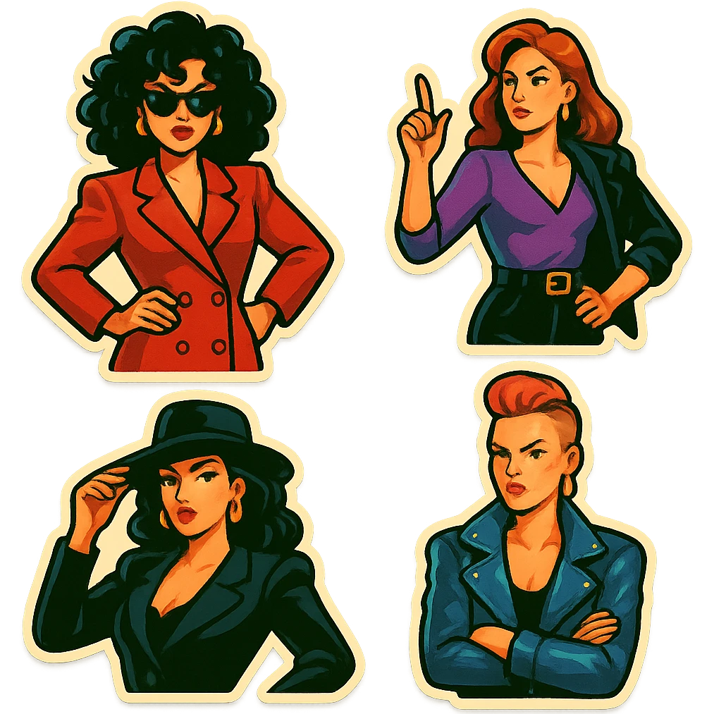 lesbian sticker pack - women who made it for women who love women - bossy dominative style, playful mood emoji