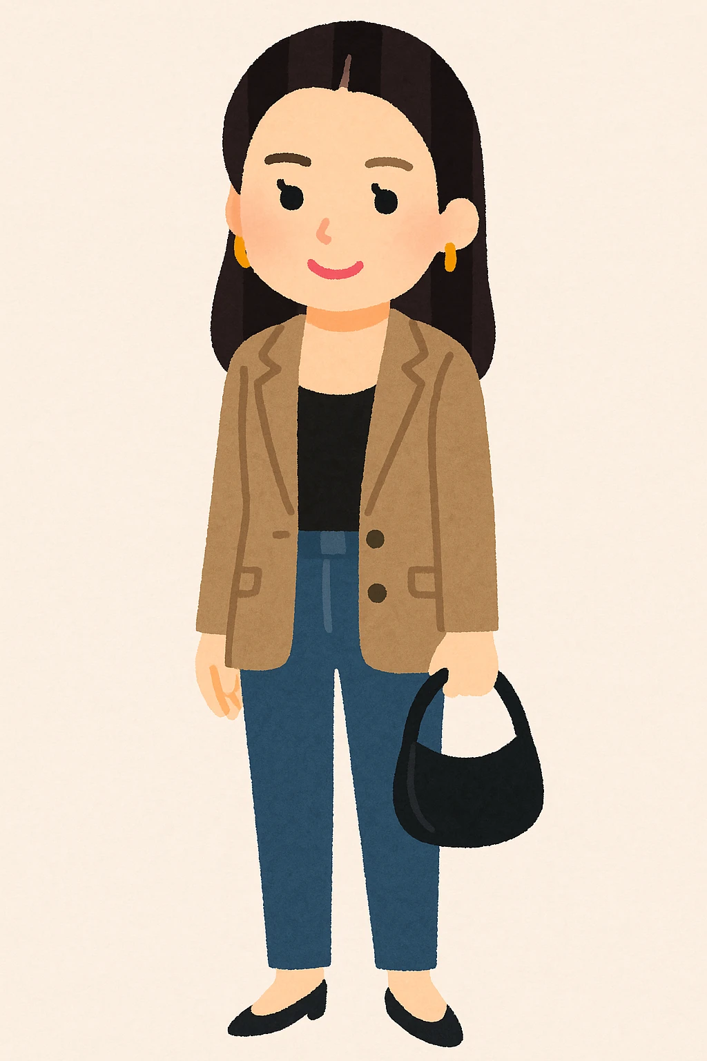 Kendall Jenner in the style of Irasutoya, simple cartoon, friendly expression, fashionable outfit, light background emoji