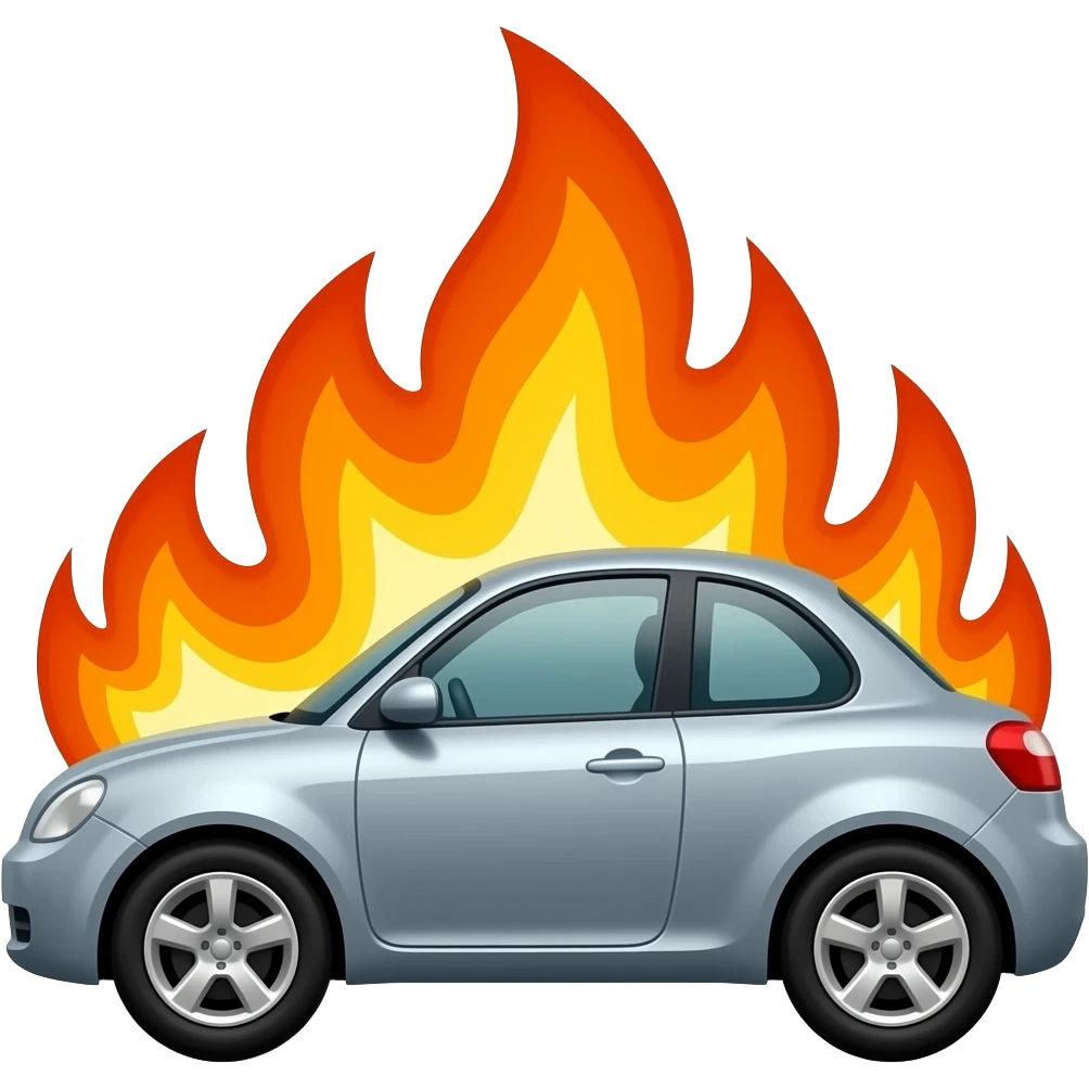 Car on fire emoji