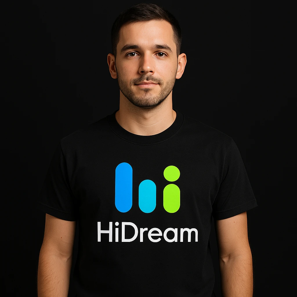 man wearing tshirt with this logo, black background  emoji