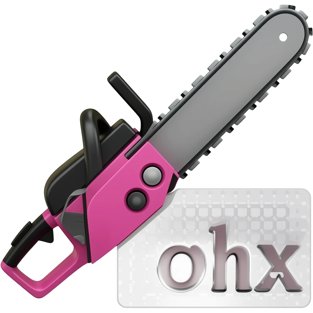 Pink and black chainsaw 3D render png emoji