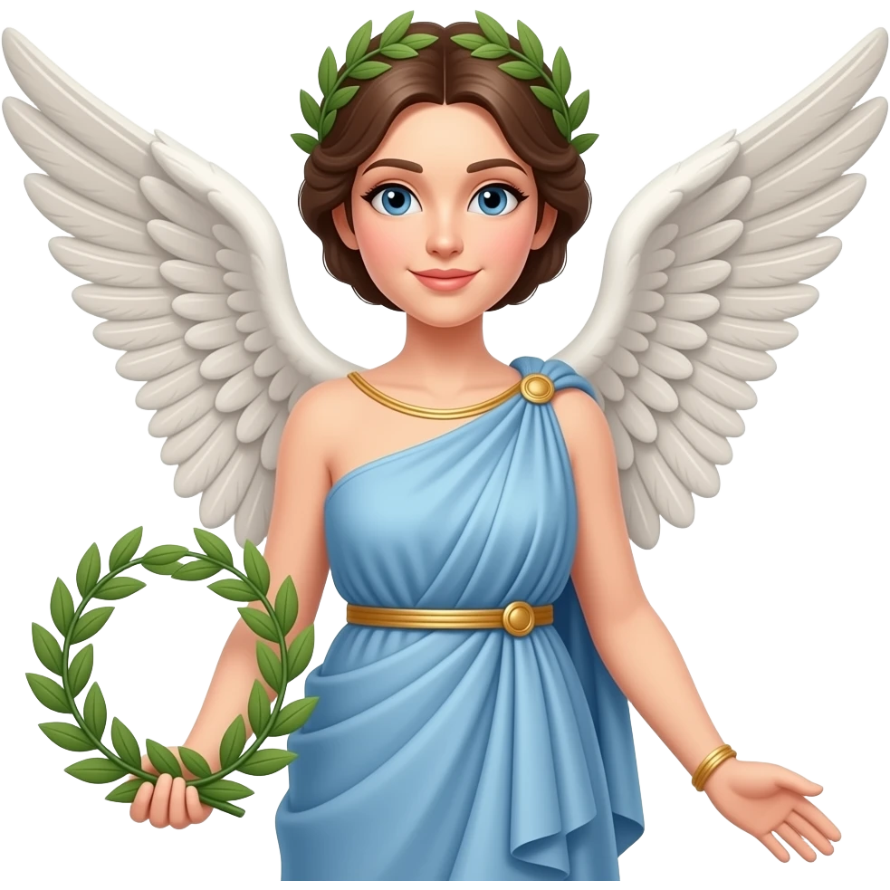 winged woman in greek toga holding a laurel wreath emoji
