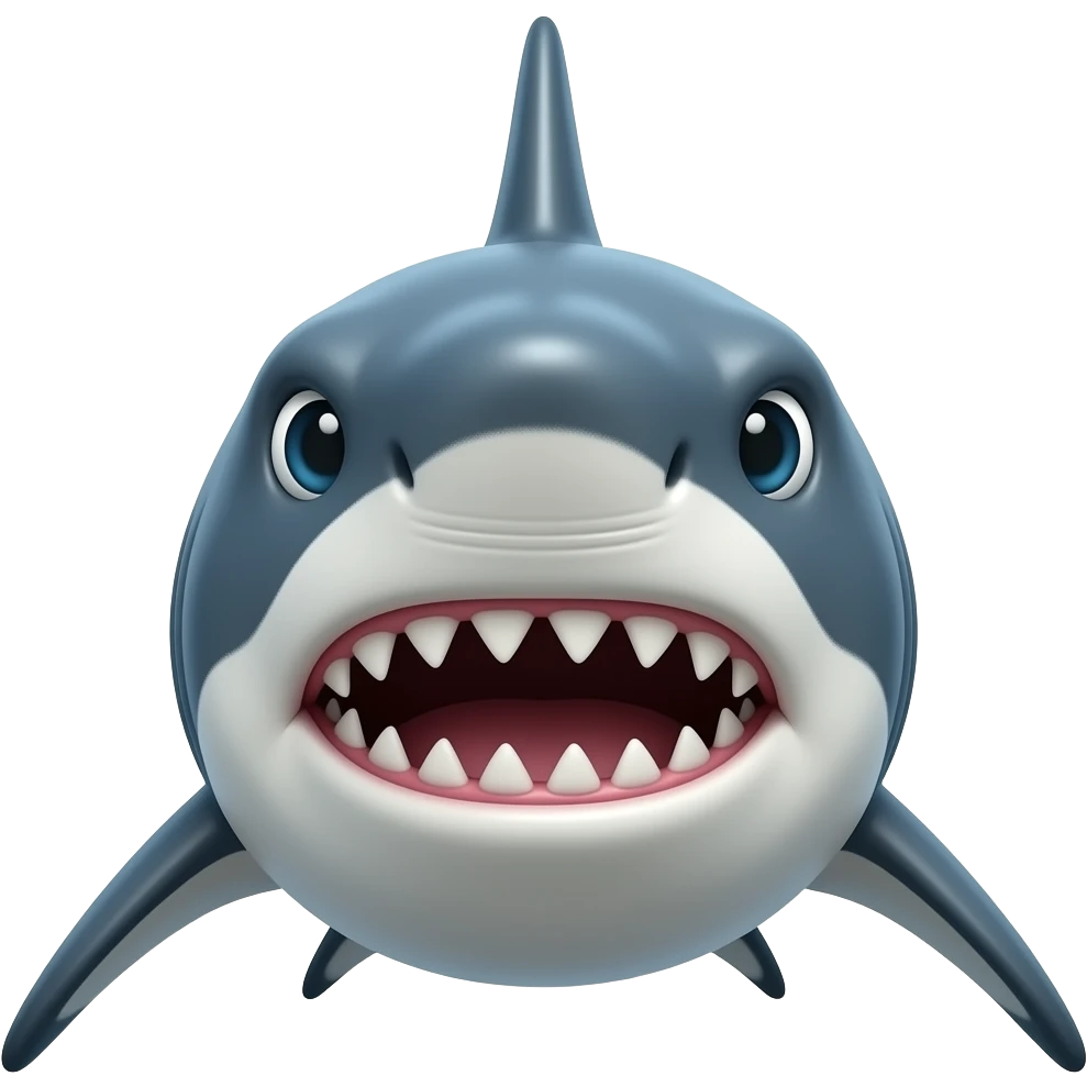 Tubarao agressivo,n tao animado de frente emoji