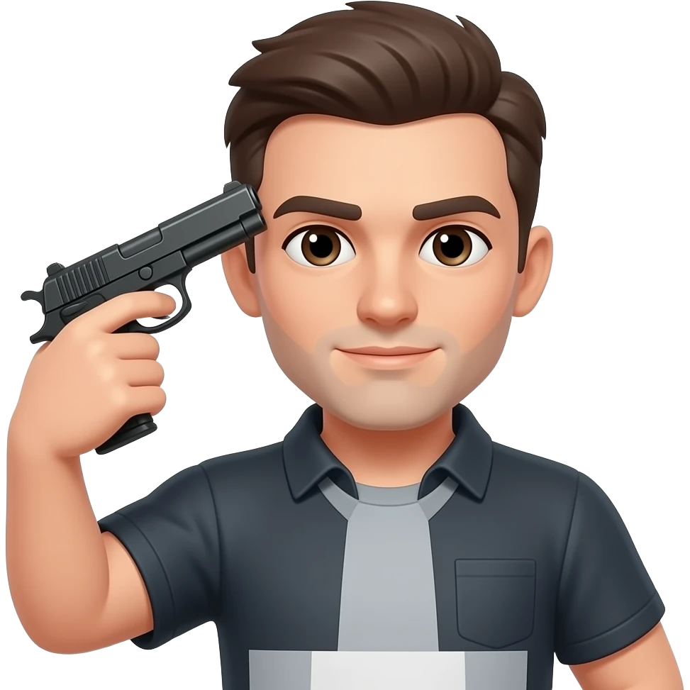 Эмо с пистолетом у виска emoji
