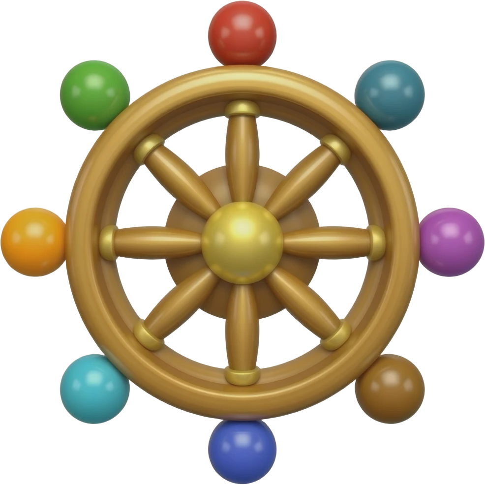 Mahoraga wheel with 6 balls at the tips with one colour emoji