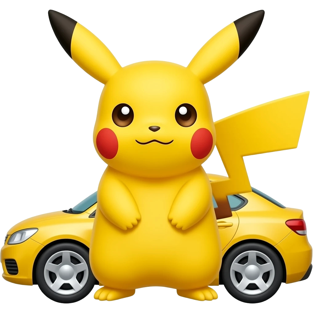 Pikachu with yellow car emoji