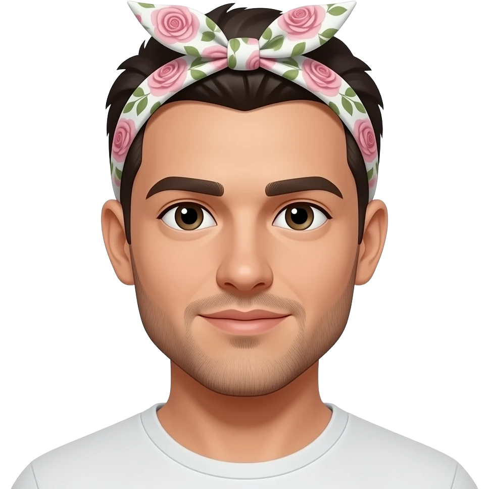 man with Floral pattern Headband emoji