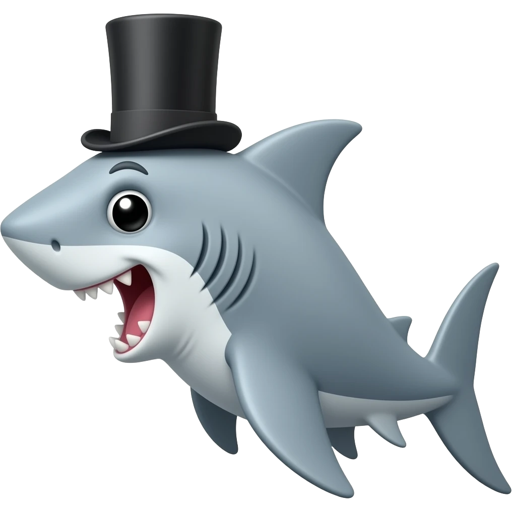 Shark with a top hat emoji