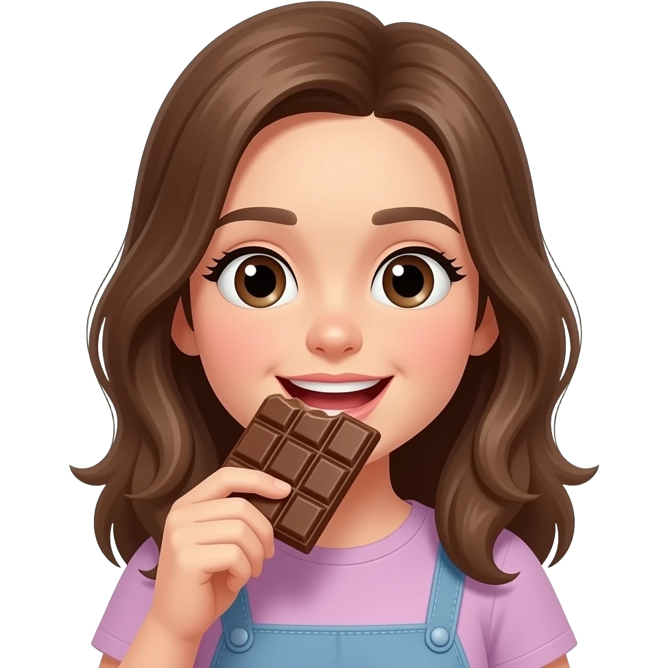 A girl eating chocolate emoji