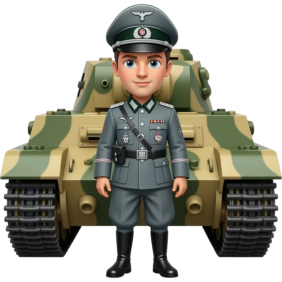 german soldier in front of tank emoji