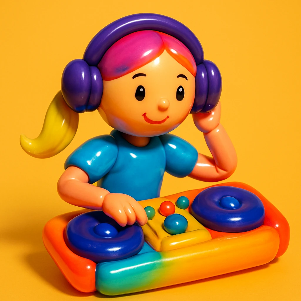 girl playing DJ set emoji