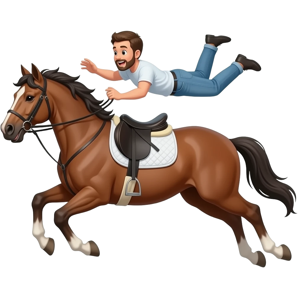 1 persona montando a caballo pero que se cae emoji