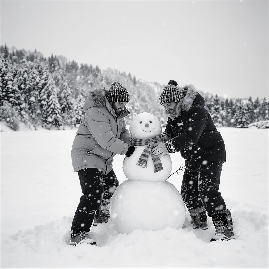 people making a snowman emoji
