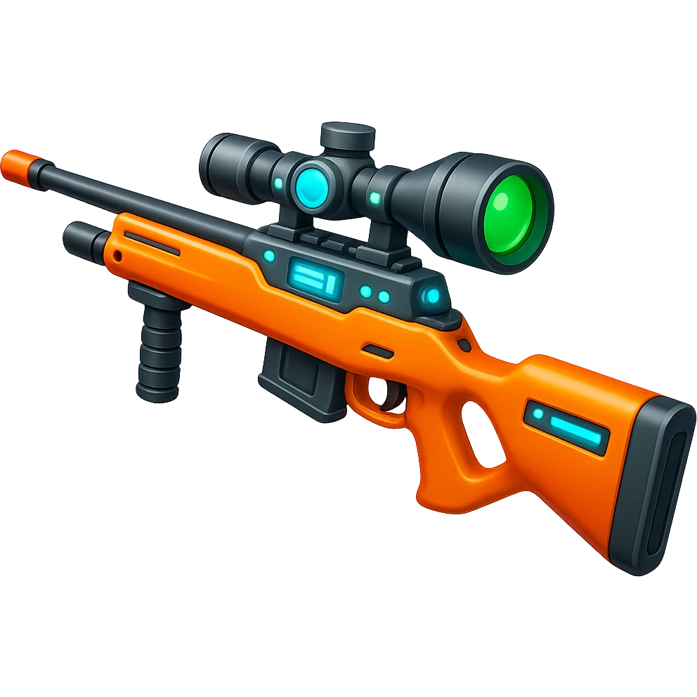 Make the toy sniper rifle much longer and more high tech, in the style of Apple emojis, with no background. Keep the apple emoji style look and feel. emoji