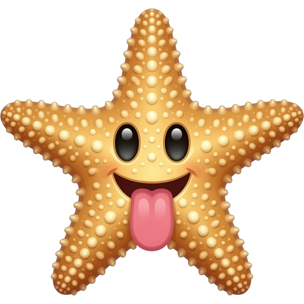 Starfish with tongue sticking out emoji