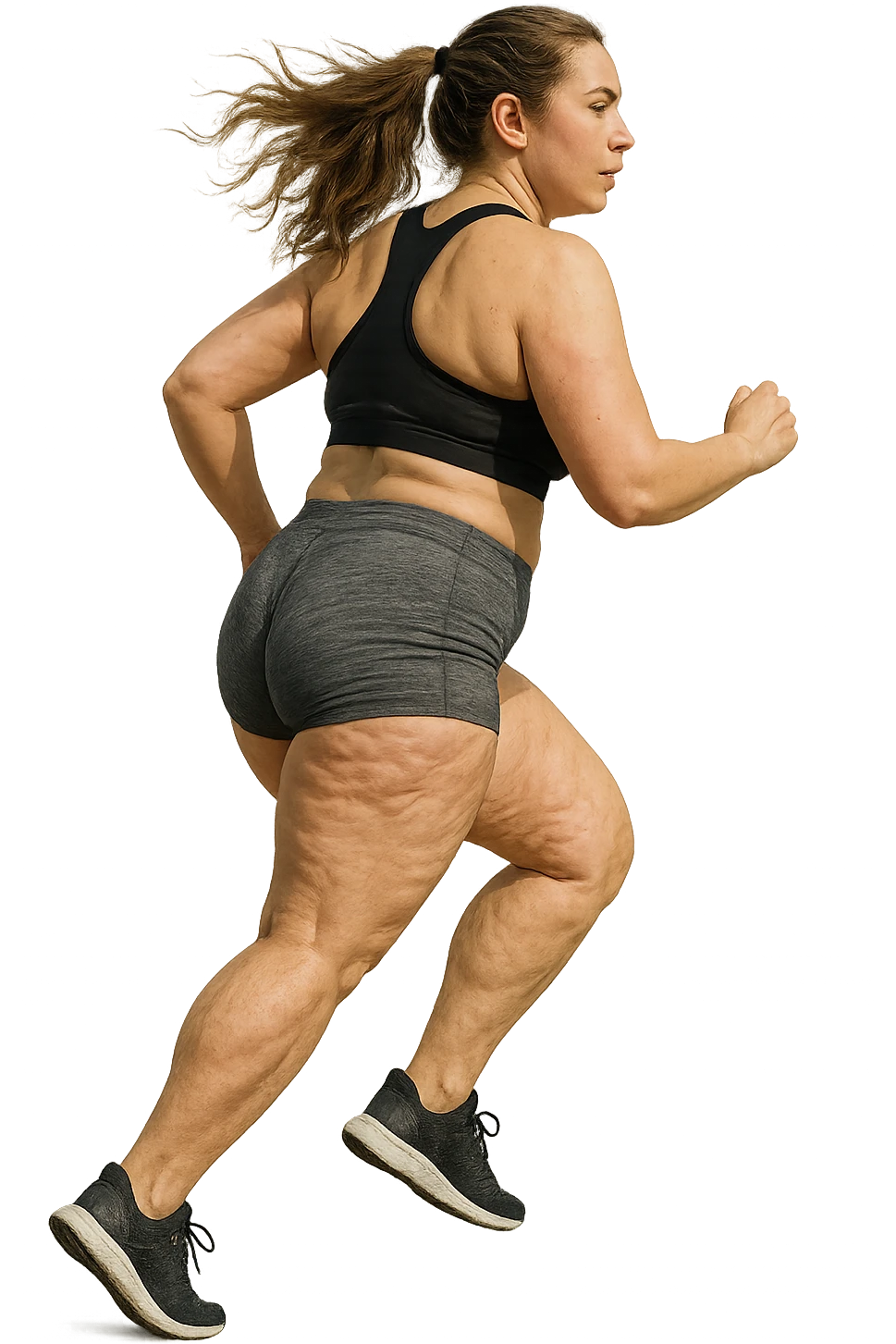 Donna che corre con cellulite emoji