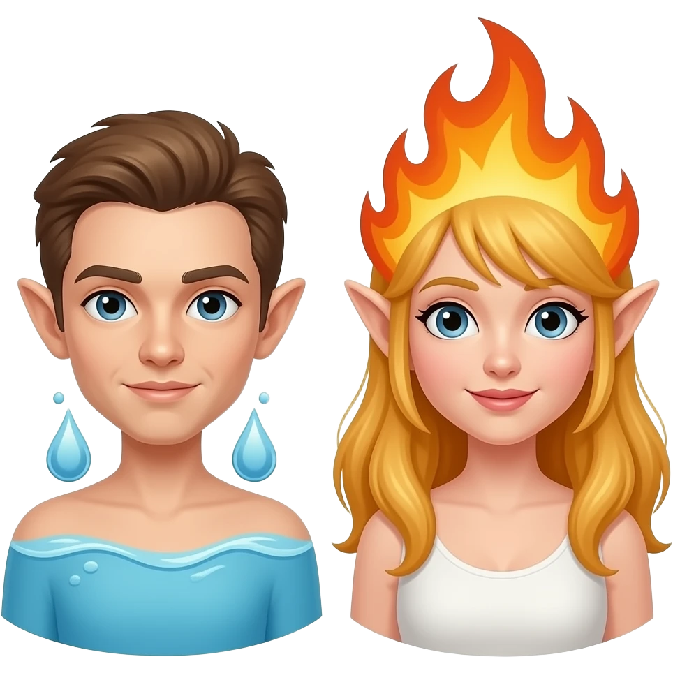 Water en vuur elfenpaar emoji