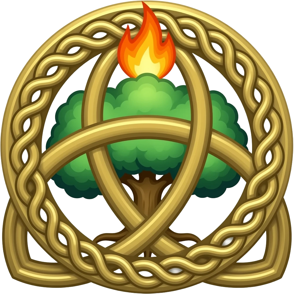 celtic trinity knot with tree of life and fire emoji