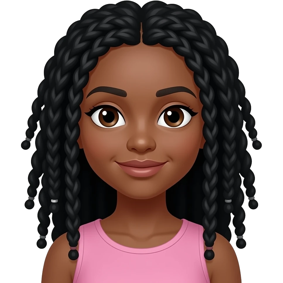 young brown skin girl with black locs emoji