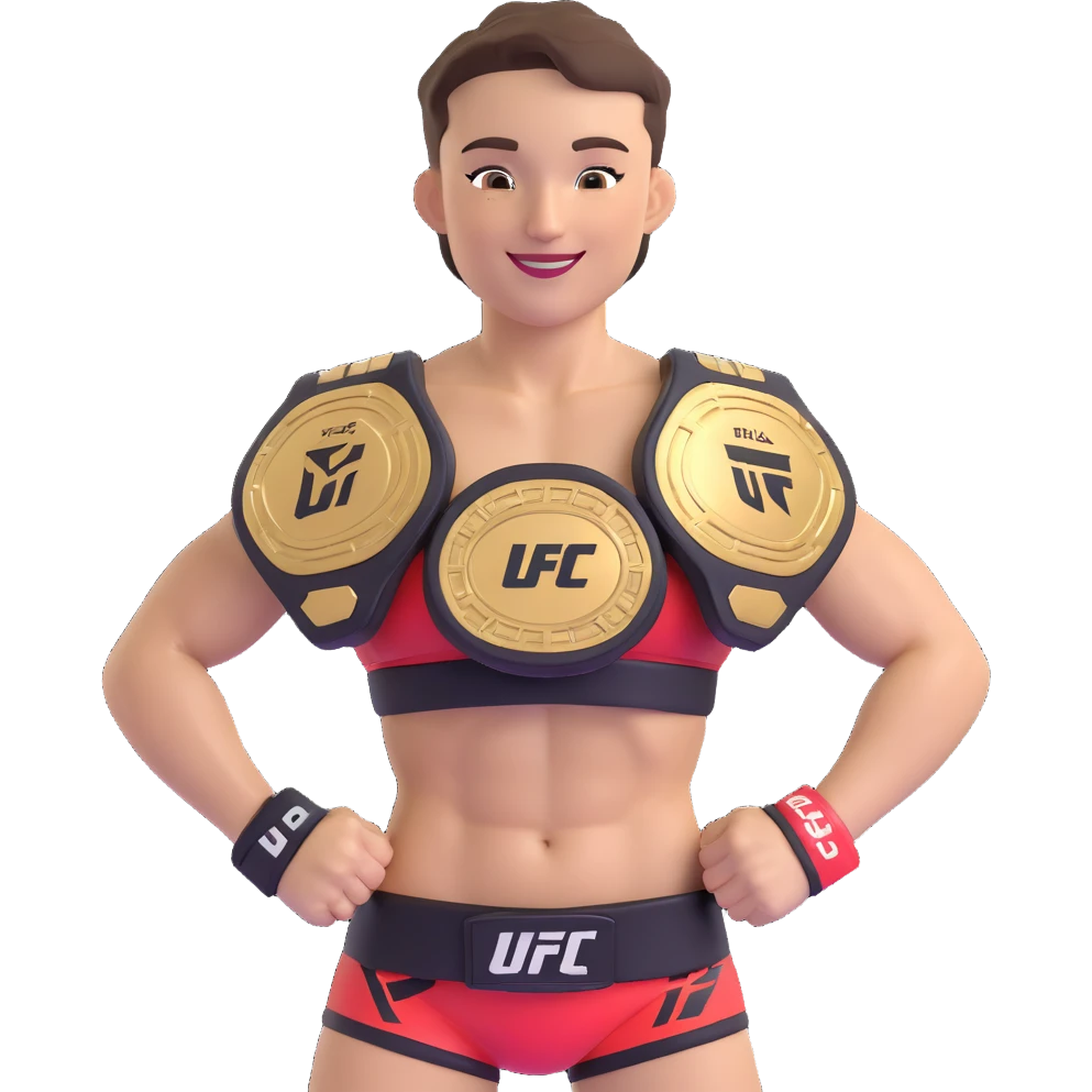 Ilia Topuria holding a UFC championship belt, smiling, athletic physique, short hair emoji