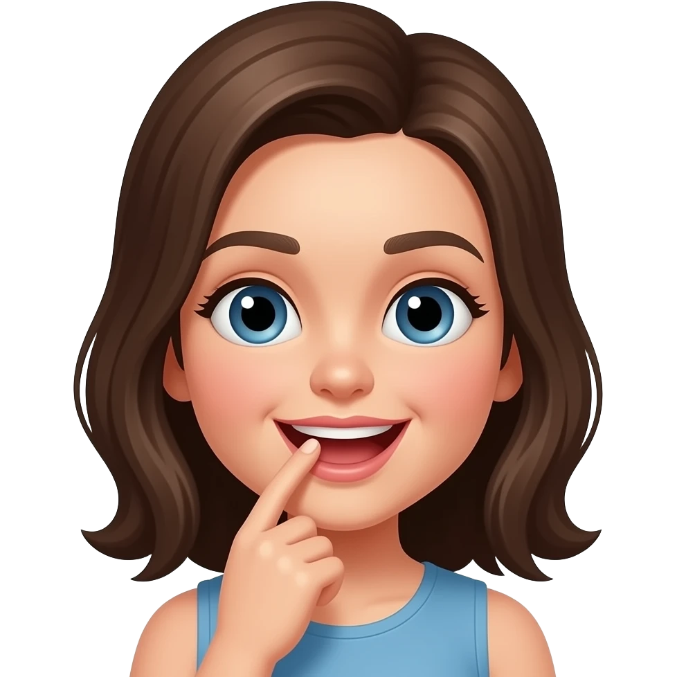 Chica mordiéndose el dedo con la boca emoji