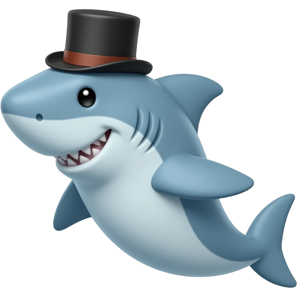 Shark with a top hat emoji