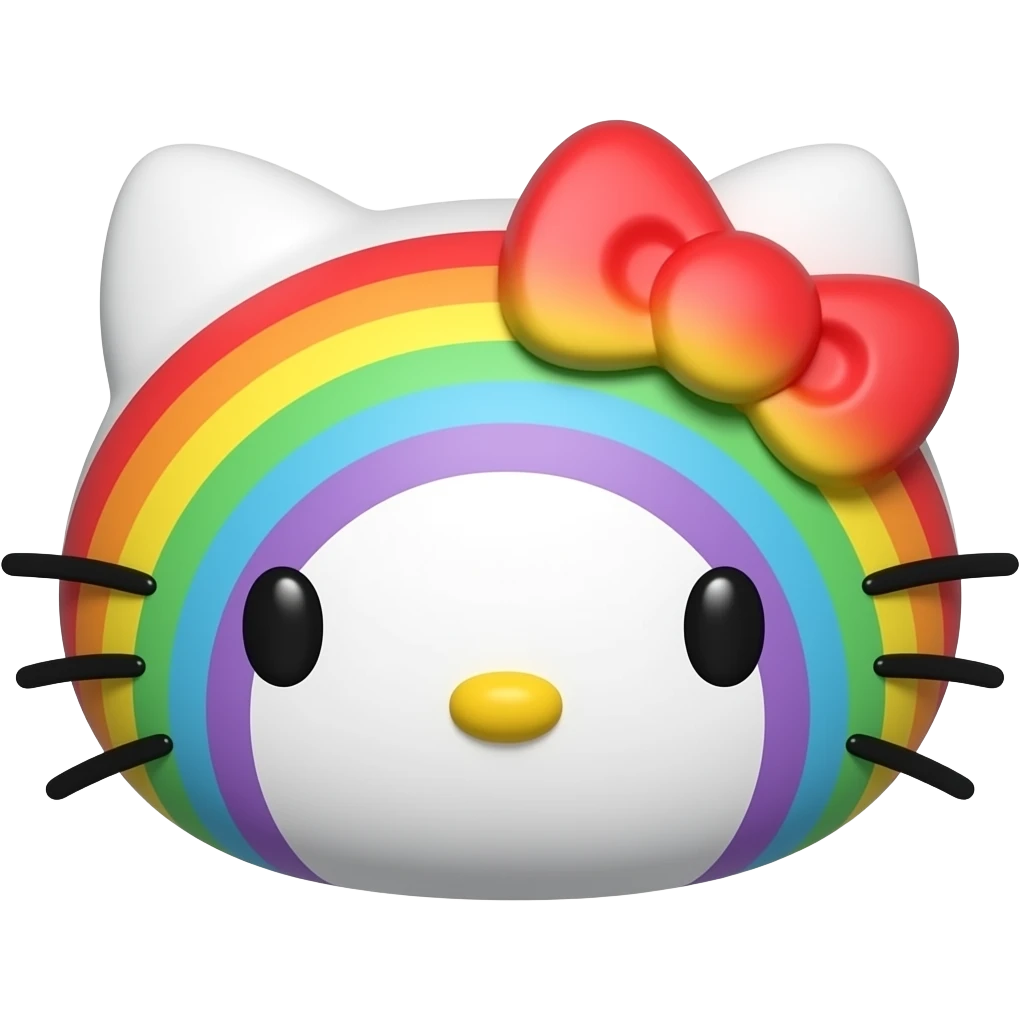 hello kitty face 3d raimbow emoji