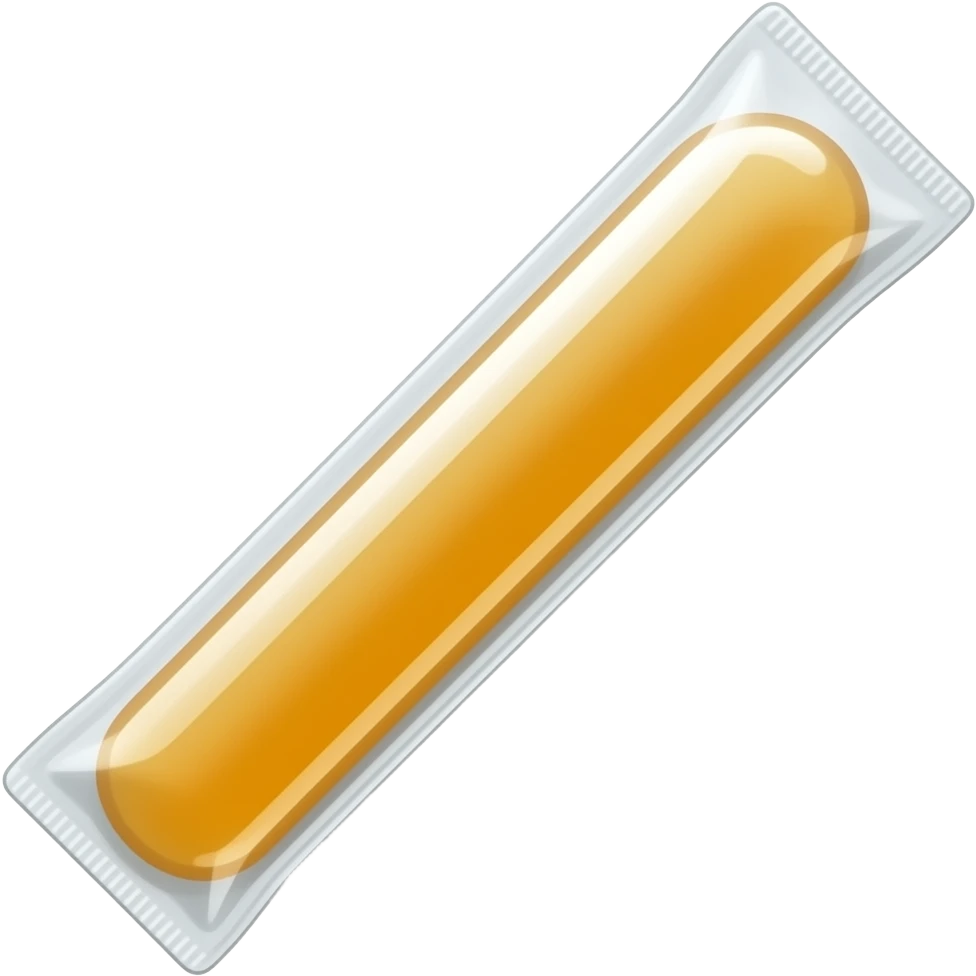 꿀이 담긴 짜먹는 스틱형태의 파우치를 그려줘. 기다란 모양의 스틱 형태로 그려줘. emoji