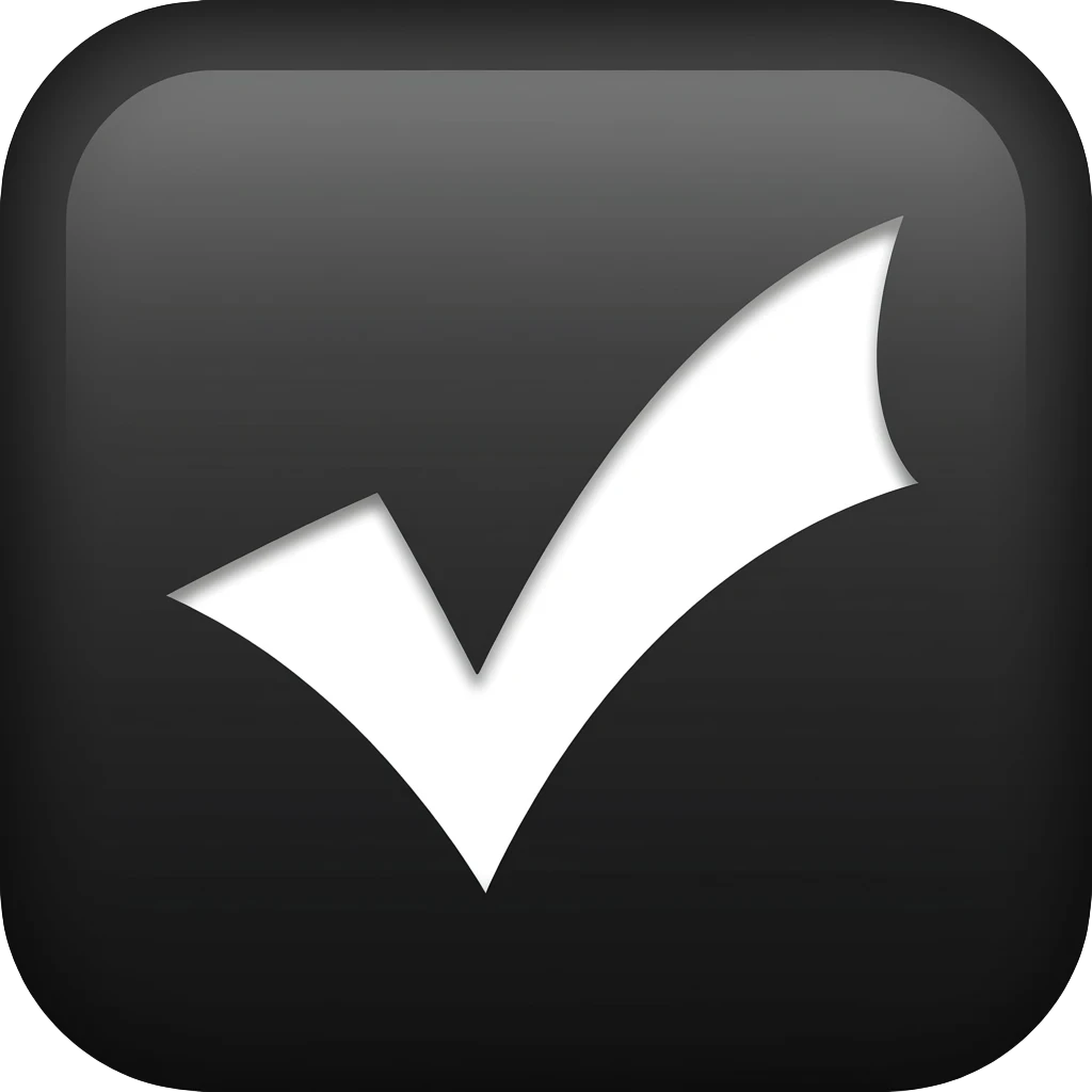 Give me white tick with black background of the emoji but main backgroud in gonna be white emoji