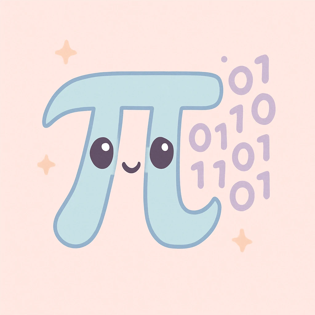  combine the π (pi) math symbol, binary code emerging from it. emoji