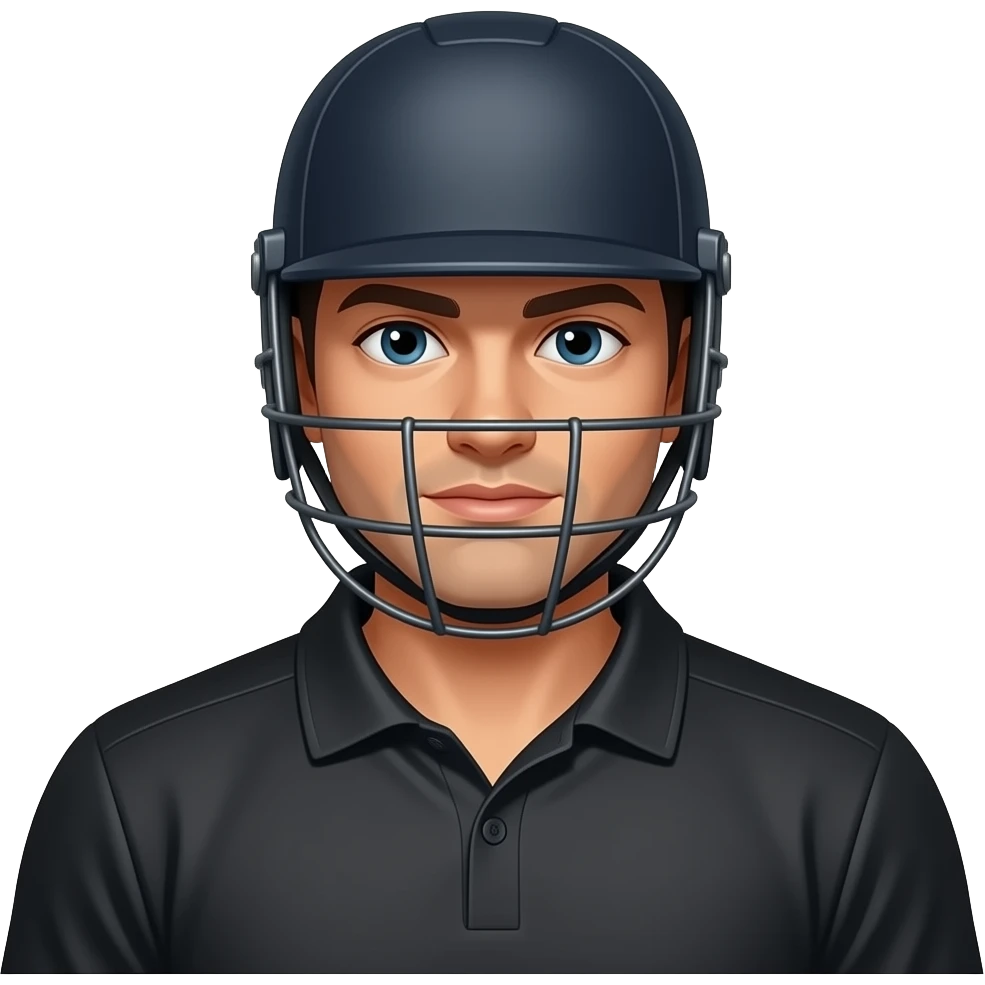cricket wicket keeper in squad pose in black dress jersy half body and wearing helmet emoji