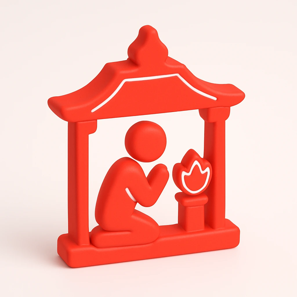 people praying in a Buddhist temple emoji