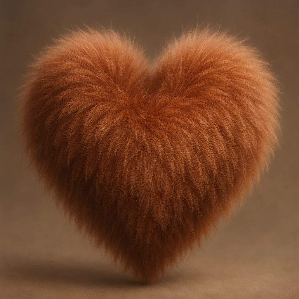 heart with a soft fur texture, realistic digital art style emoji