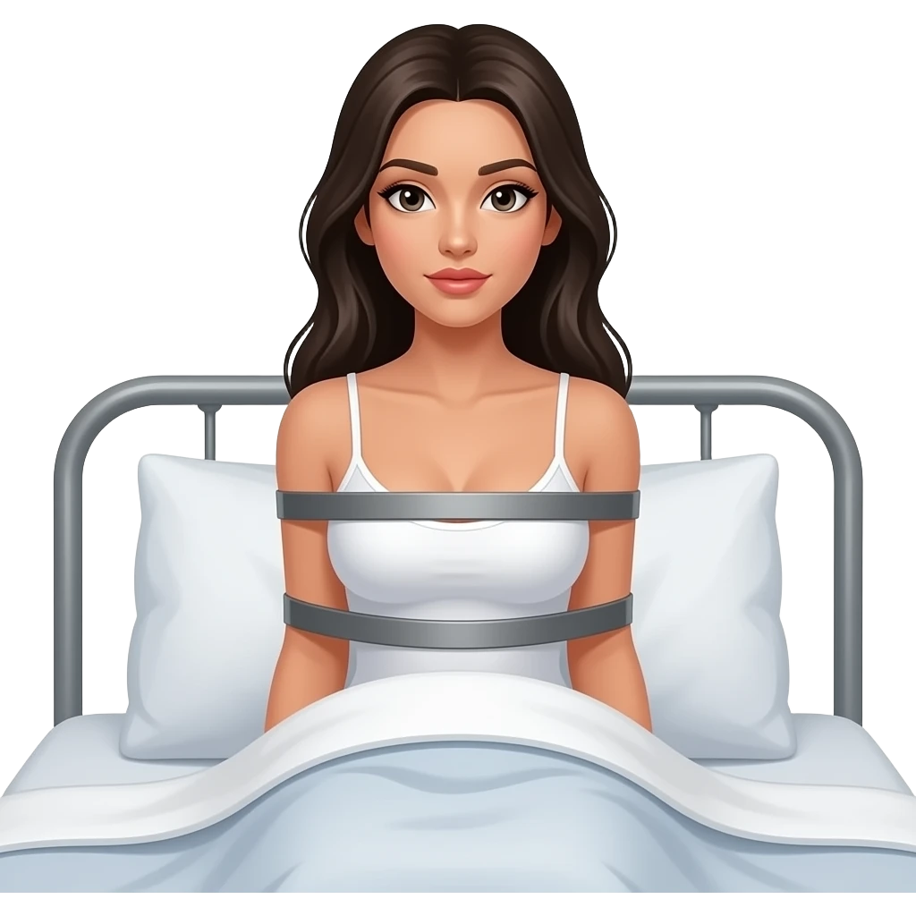 Long Black hair woman on bed restraints sexual emoji