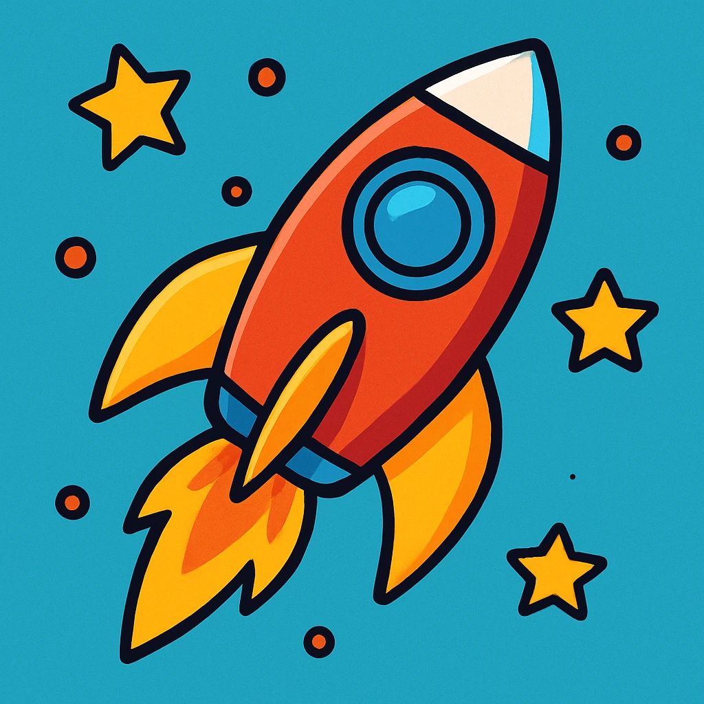 a rocket, vibrant cartoon style emoji