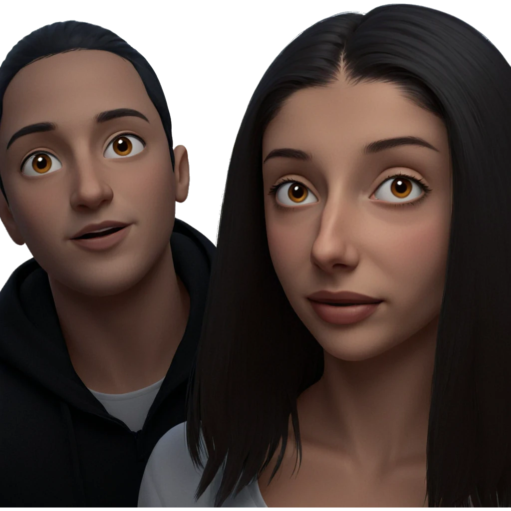 girl and boy portrait together emoji