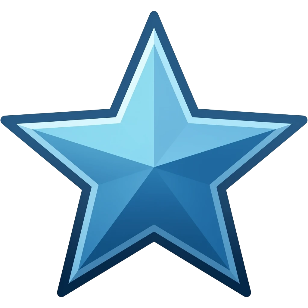 blue star wiht line dark blue and mid light blue in 3d remastered emoji