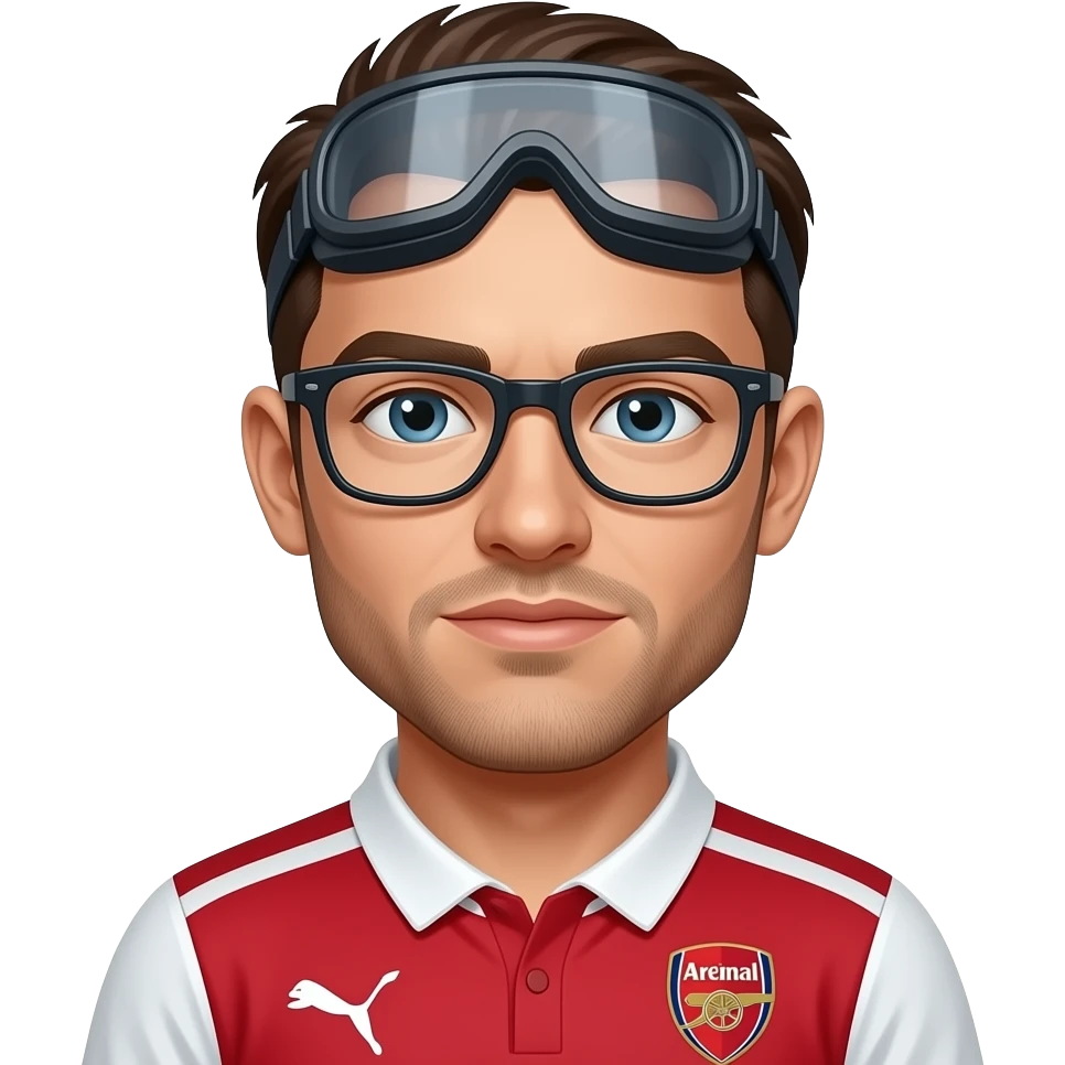 The arsenal player wear spectical and gorceres amh emoji