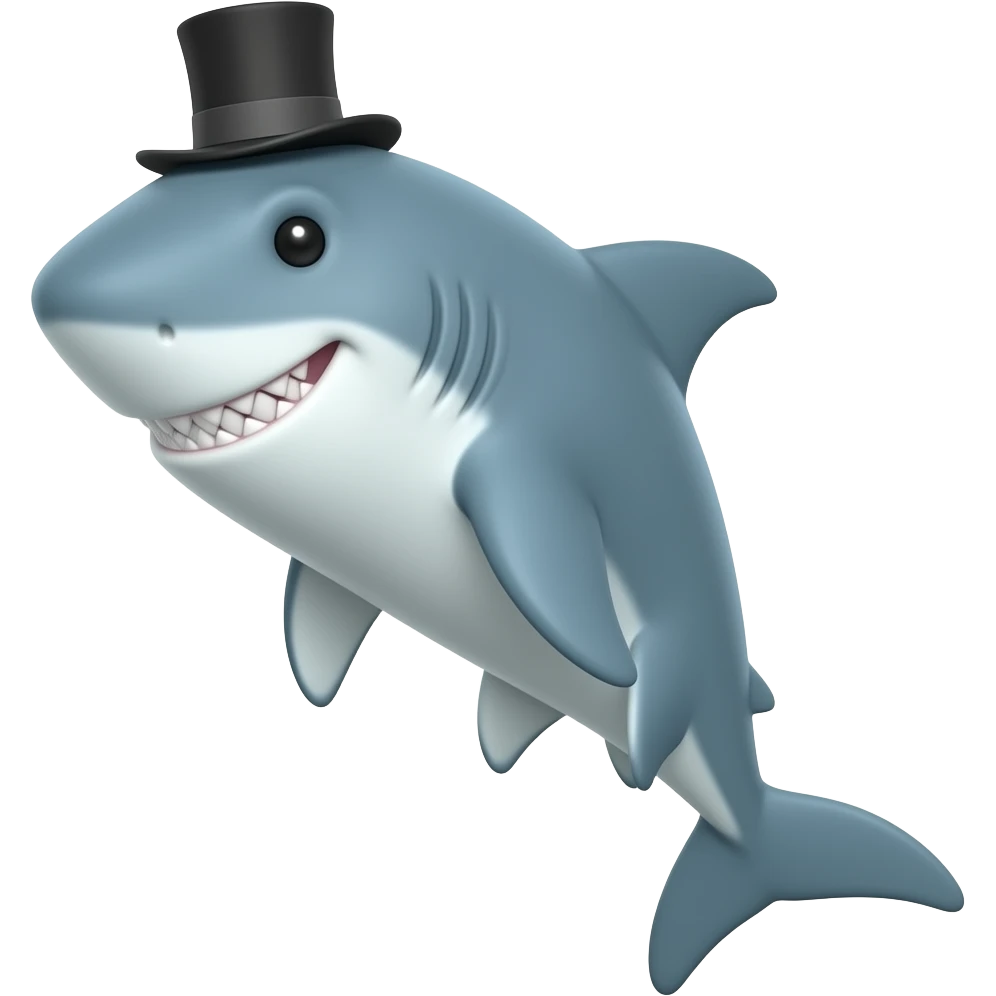 Shark with a top hat emoji