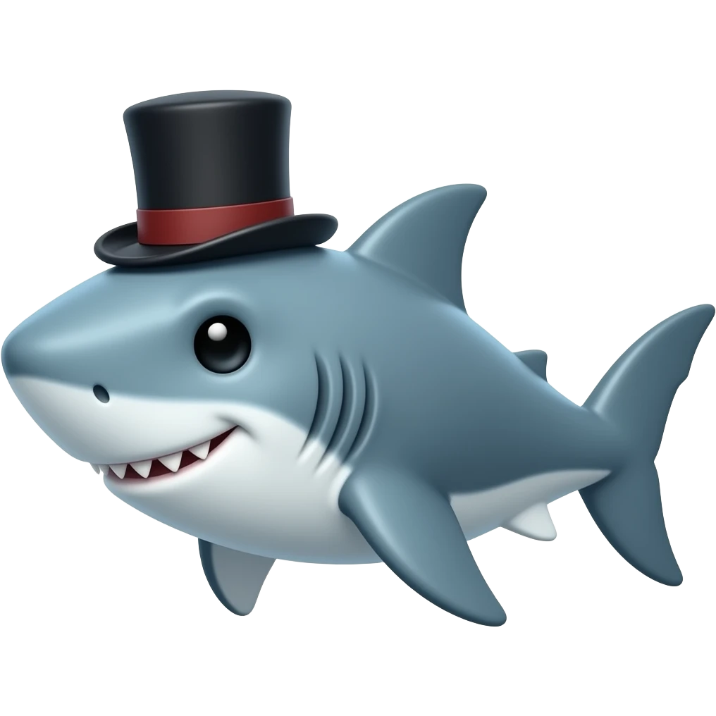 Shark with a top hat emoji