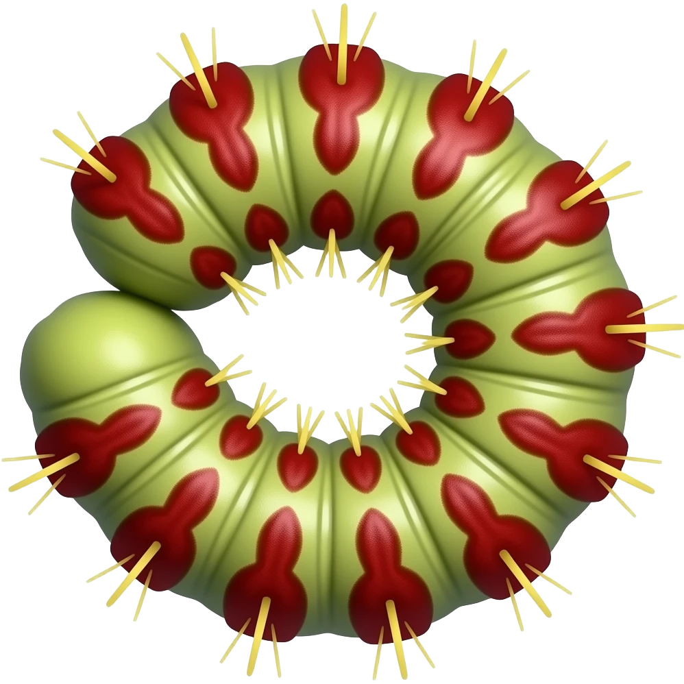 giant slikworm with red clusters and yellow tendrils top view emoji
