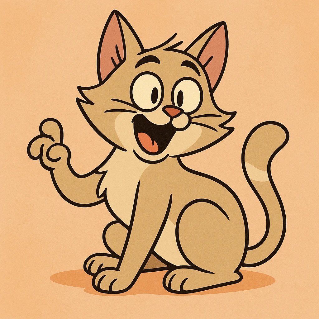 playful cat, cartoon style, lively and fun emoji